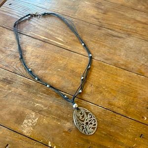 Silpada .925 Silver Black Leather necklace. Retired